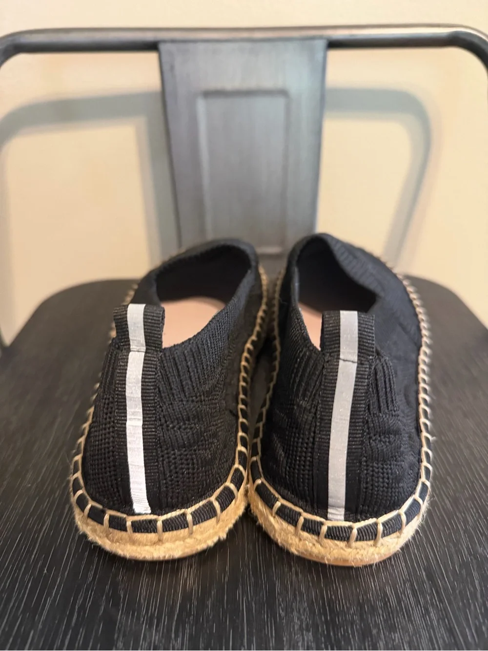 Deltan Black Knit Espadrille Flats Size 6.5